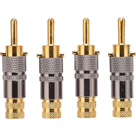 Preffair BA1457 4Pcs Connecteurs Audio Banane Dorés 24K pour Câbles Haut-Parleur HIFI, Compatible Câbles Diamètre 8.7mm