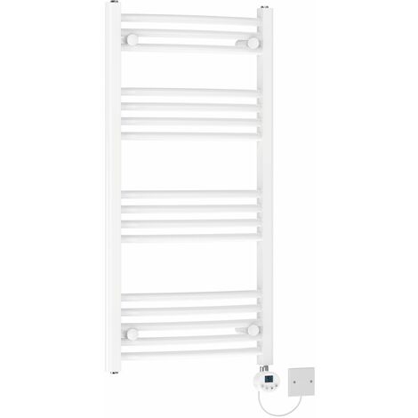 Prefilled Curved Electric LCD Display Thermo Heated Towel Radiator White 1000x500mm 400W