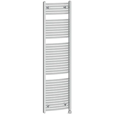 Prefilled Electric Bathroom Heated Towel Rail Radiator Curved Thermostatic Rads 1800x500mm  1000W  Chrome