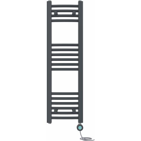 Prefilled Electric Heated Towel Rail Radiator Curved Thermo Smart WiFi 1000x300mm Anthracite