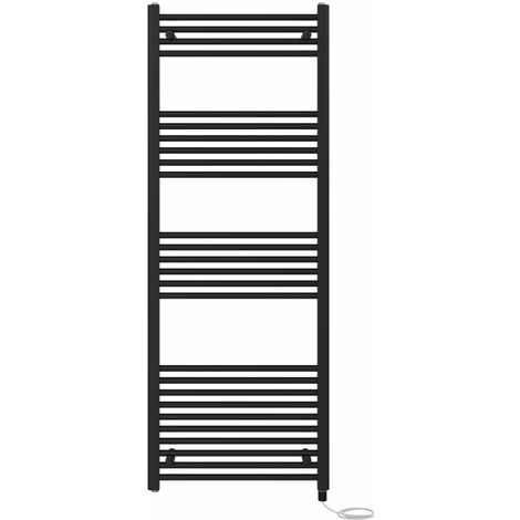 Prefilled Electric Straight Heated Towel Rail Radiator Ladder Warmer 1600x600mm Black
