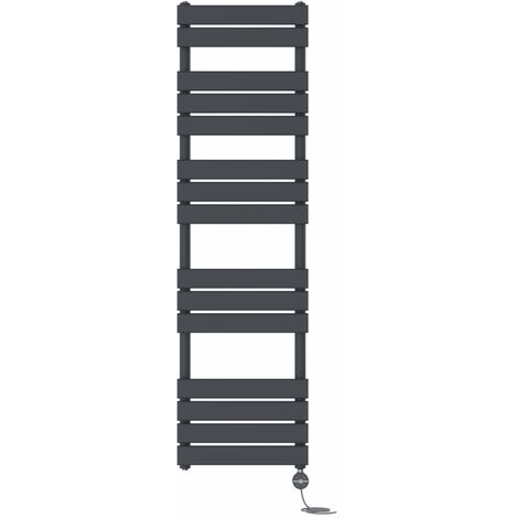 Prefilled Thermostatic Electric Flat Panel Heated Towel Rail Ladder Warmer Radiator Anthracite 1600x450mm