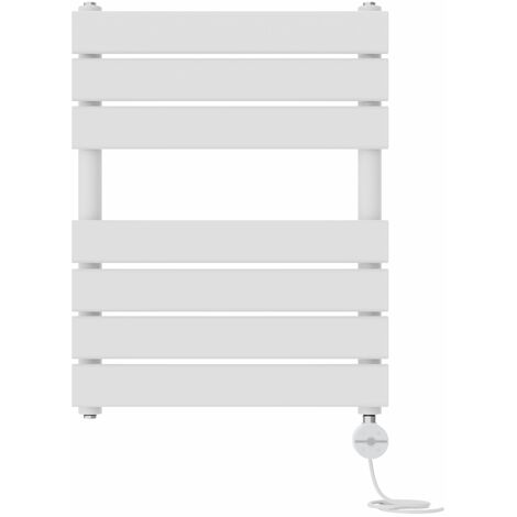 Prefilled Thermostatic Electric Flat Panel Heated Towel Rail Ladder Warmer Radiator White 650x500mm