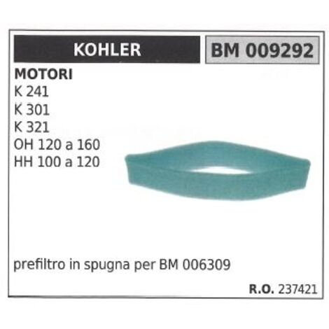 Préfiltre à air KOHLER pour tracteur de pelouse K 241 301 321 009292
