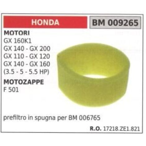 Préfiltre à mousse HONDA moteur GX160K1 140 200 120 motoculteur F 501 009265