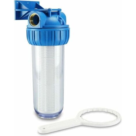 ONTWAY Prefiltro 100 Caudal de agua a 5000l/h con soporte de pared y llave de filtro para bombas - Lavable