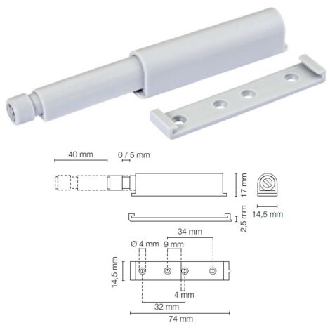 PREMI APRI AMMORTIZZATO CON MAGNETE mm. 40 BIANCO