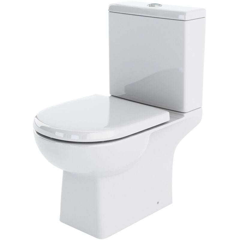Asselby Close Coupled Toilet WC Push Button Cistern - Excluding Seat - Nuie