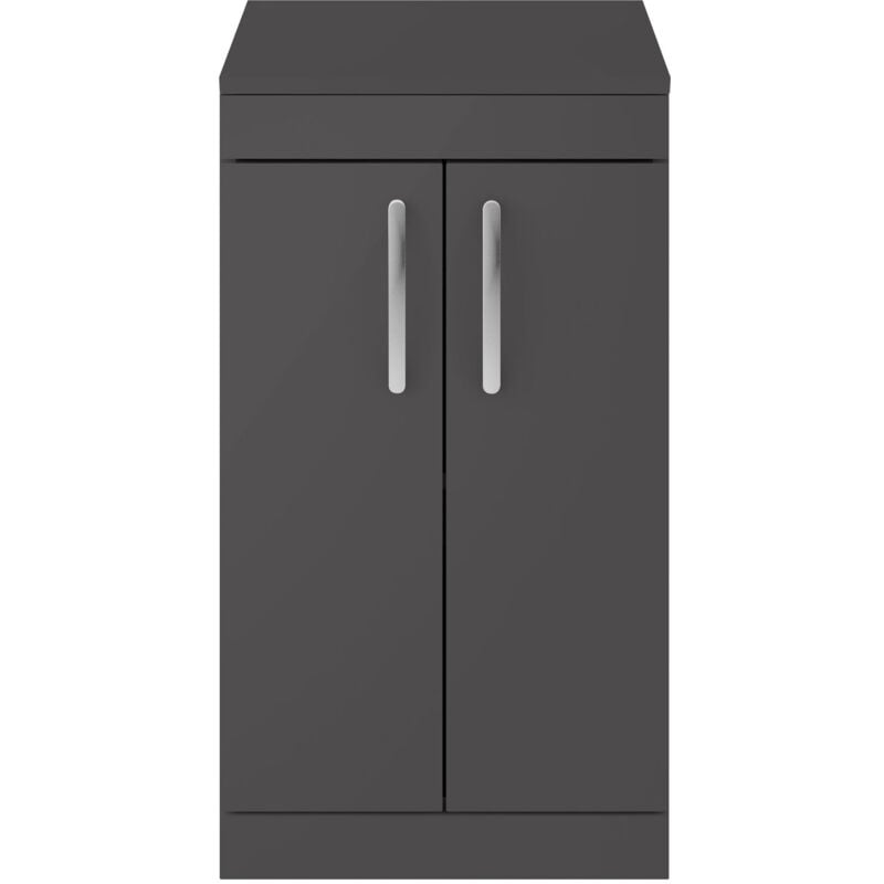 Athena Floor Standing 2-Door Vanity Unit and Worktop 500mm Wide - Gloss Grey - Nuie