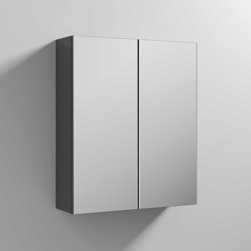 Athena Mirrored Cabinet (50/50) 600mm Wide - Gloss Grey - Nuie