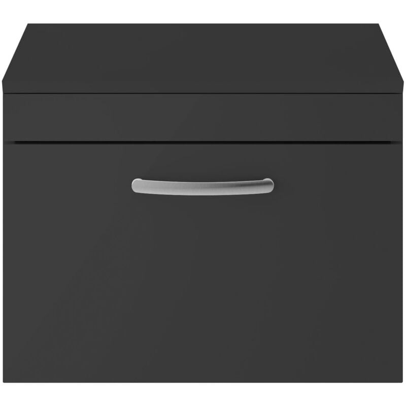 Athena Wall Hung 1-Drawer Vanity Unit and Worktop 600mm Wide - Gloss Grey - Nuie