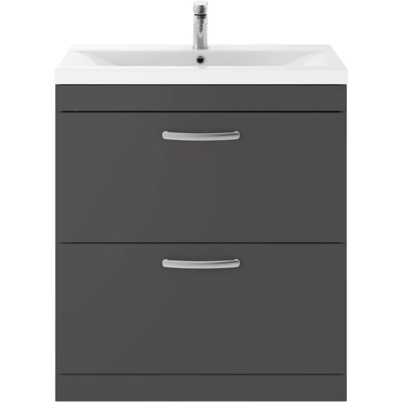 Athena Gloss Grey 800mm 2 Drawer Vanity Unit with 40mm Profile Basin - ATH079A - Nuie