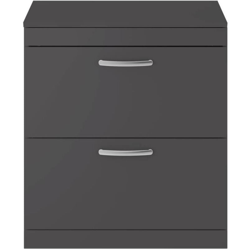 Athena Gloss Grey 800mm 2 Drawer Vanity Unit with Worktop - ATH079W - Nuie