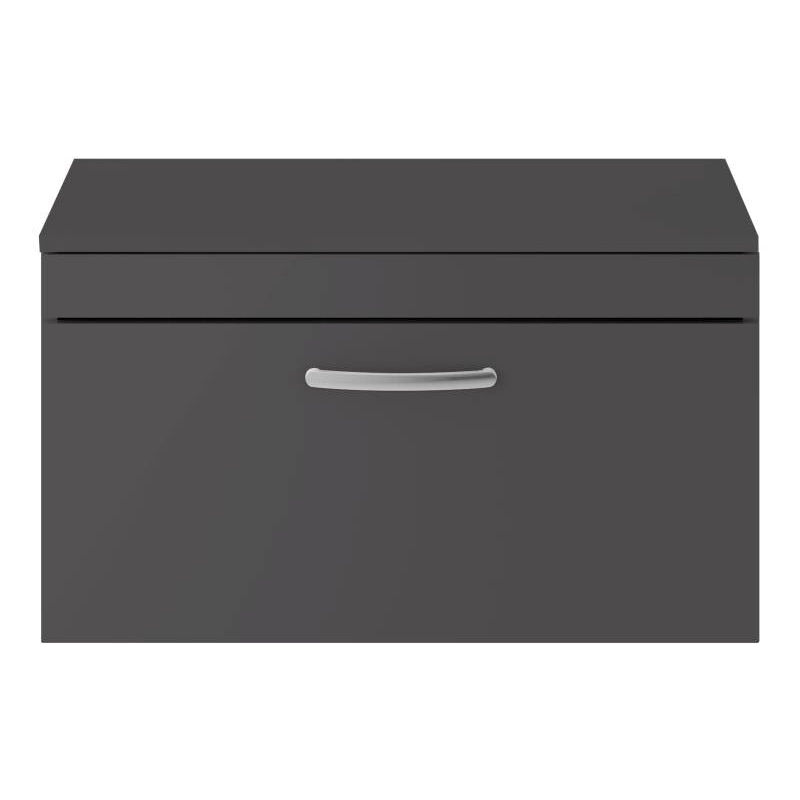 Athena Wall Hung 1-Drawer Vanity Unit and Worktop 800mm Wide - Gloss Grey - Nuie