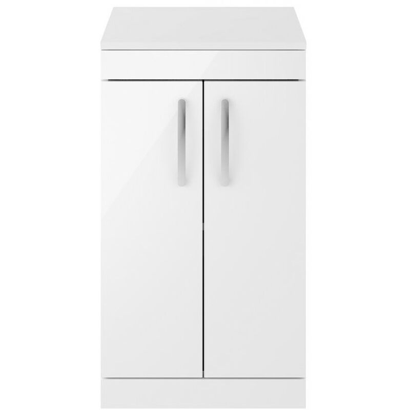 Athena White Gloss 500mm Floor Standing 2 Door Cabinet & Worktop