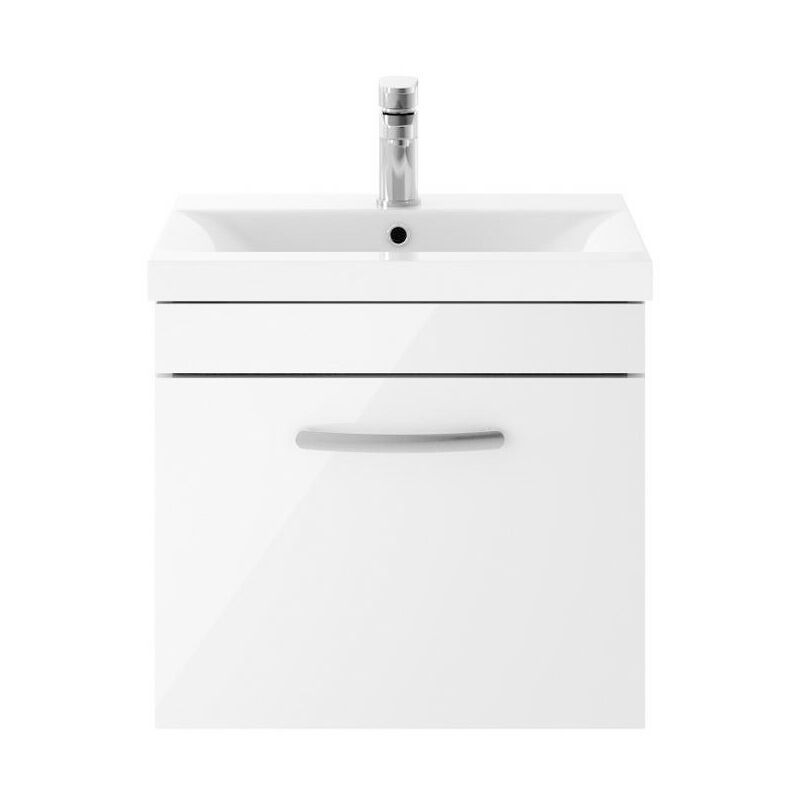 Athena Wall Hung 1-Drawer Vanity Unit with Basin-1 500mm Wide - Gloss White - Nuie