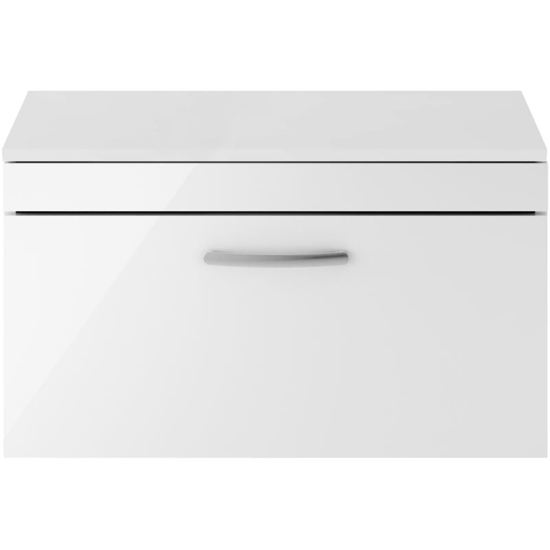 Athena Wall Hung 1-Drawer Vanity Unit and Worktop 800mm Wide - Gloss White - Nuie