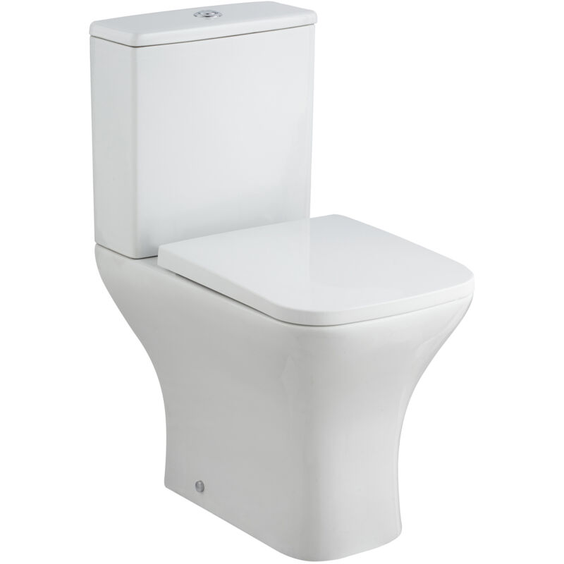 Ava Close Coupled Rimless Toilet Push Button Cistern - Soft Close Seat - Nuie