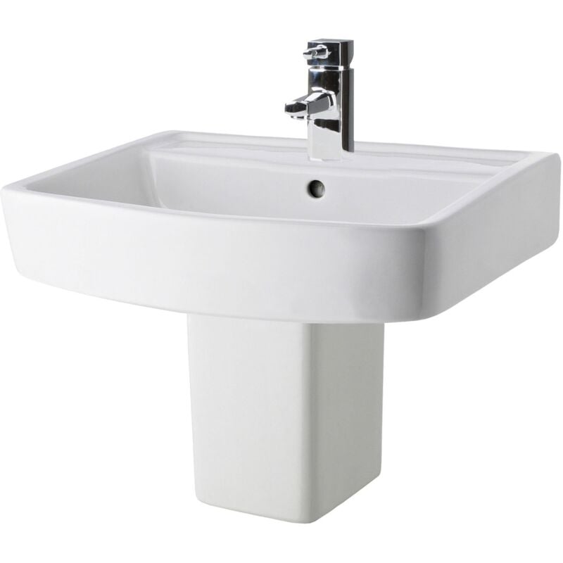 Bliss Basin and Semi Pedestal 520mm Wide 1 Tap Hole - Nuie