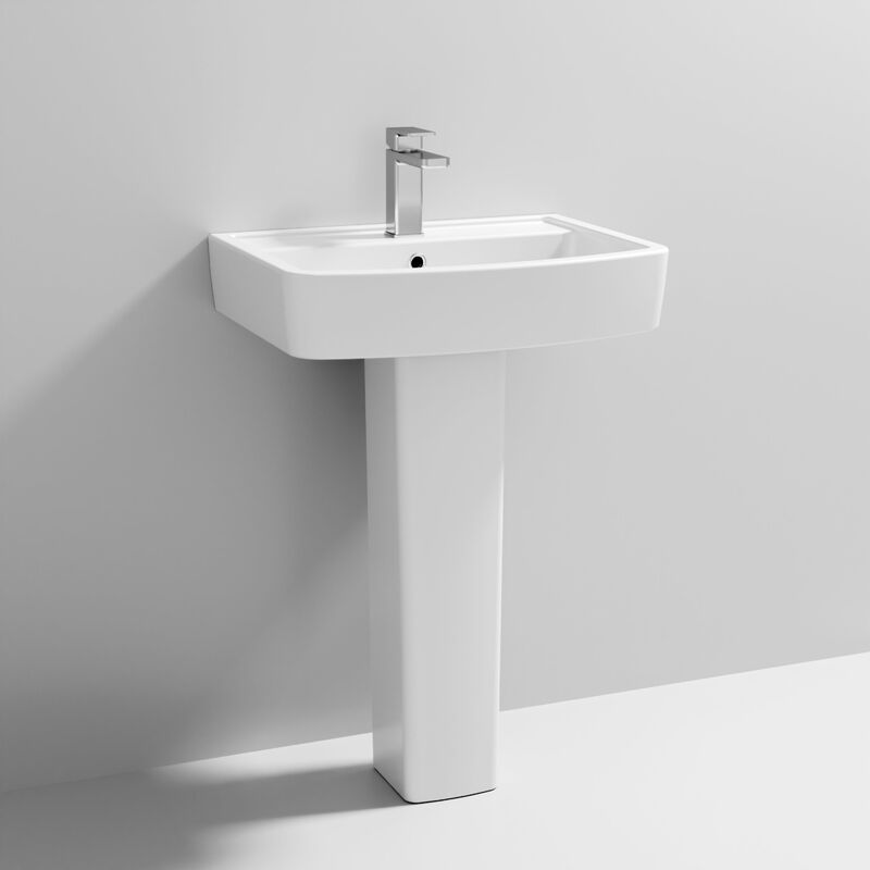 Bliss Basin and Full Pedestal 600mm Wide 1 Tap Hole - Nuie