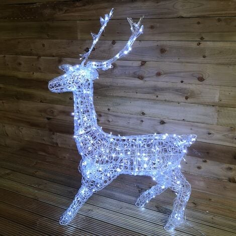 Premier Christmas Acrylic 1.4m Reindeer Stag with White LED Lights