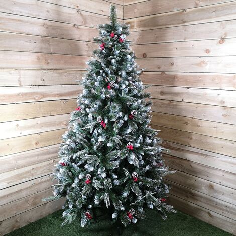 Premier Christmas Tree 8ft New Jersey Spruce PVC PE Bristle Festive Berries Cones