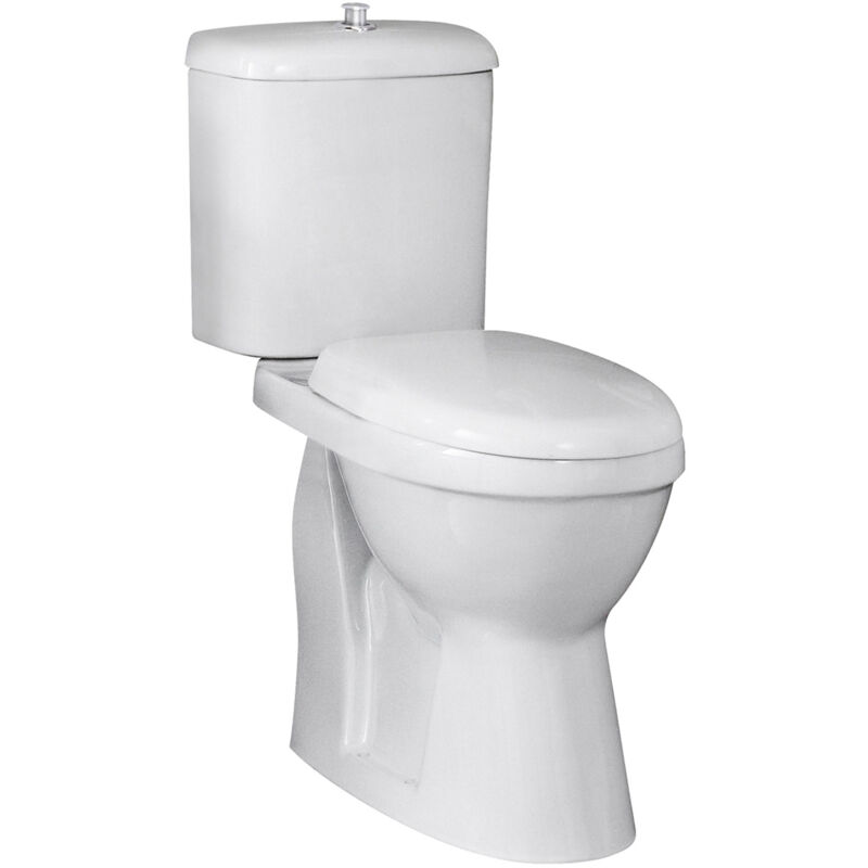 Comfort Height Close Coupled Toilet with Push Button Cistern - Soft Close Seat - Nuie