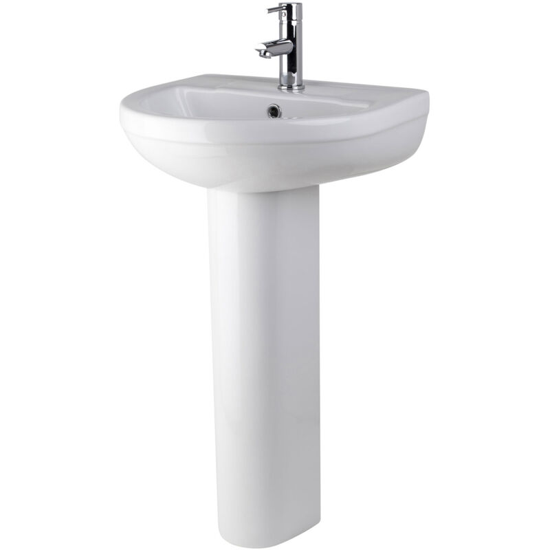 Harmony Basin and Full Pedestal 500mm Wide - 1 Tap Hole - Nuie