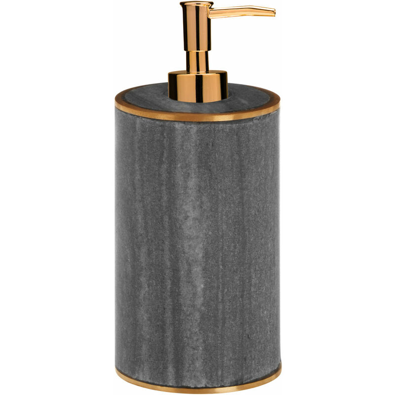 Premier Housewares - Premier Houseware Grey And Gold Lotion Dispenser Hand Soap / Pump Bottle Dispensers / Marble Brass Design Shampoo / Oil
