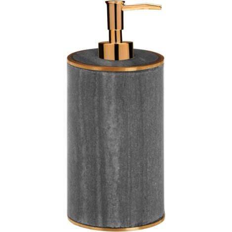 Premier Houseware Grey And Gold Lotion Dispenser Hand Soap / Pump Bottle Dispensers / Marble Brass Design Shampoo / Oil Dispenser Bottles Made From Stoneware Material 8 x 13 x 8