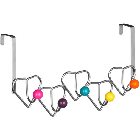Premier Housewares 0509730 Appendiabiti da Porta, Cromato, 5 Ganci, Palle di Plastica, Multicolore