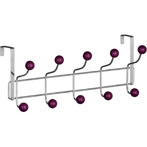 Premier Housewares 0509733 Appendiabiti da Porta, Cromato, 10 Ganci, Palle di Plastica, Viola