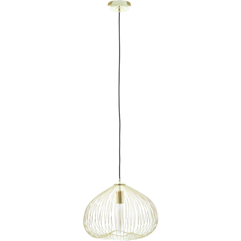 Premier Housewares - 1 Bulb Gold Finish Pendant Light Contemporary Style Ceiling Light For Living Room Dining Room Bedroom And Hallway Gold Finish