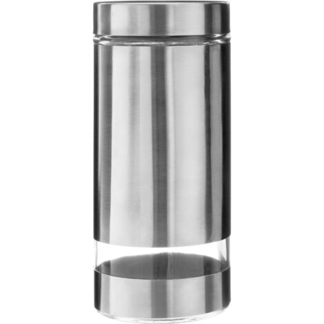 Premier Housewares 1300ML Storage Jar Glass Stainless Steel Durable Strong Silver 11 x 11 x 23