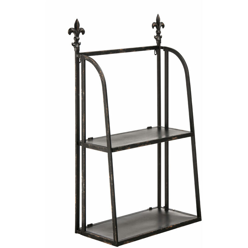 Premier Housewares - 2 Tier Black Metal Wall Mountable Shelf Unit