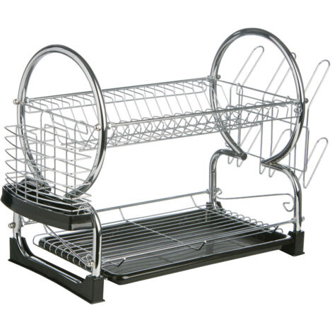 Premier Housewares 2 Tier Dish Drainer with Black Plastic Tray