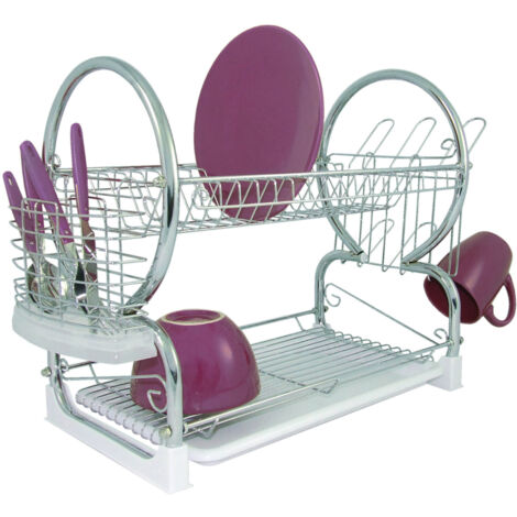 Premier Housewares 2 Tier Dish Drainer with White Plastic Tray