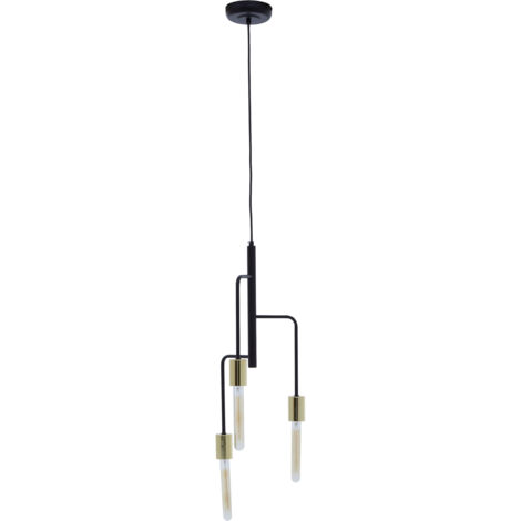 Premier Housewares 3 Bulb Gold / Black Finish Pendant Light Contemporary Style Ceiling Light For Living Room Dining Room Bedroom And Hallway Modern Sleek Design 25 x 175 x 25