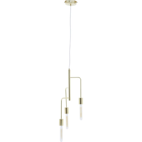 Premier Housewares 3 Bulb Gold Finish Pendant Light Contemporary Style Ceiling Light For Living Room Dining Room Bedroom And Hallway Modern Sleek Design 25 x 175 x 25