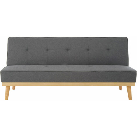 main image of "Premier Housewares 3 Seater Sofa Bed Grey Sofa Bed Double Adult Linen Upholstery Sofas for Living Room Grey Sofa Bed Rubberwood Legs Sofa Beds 3 Seater"