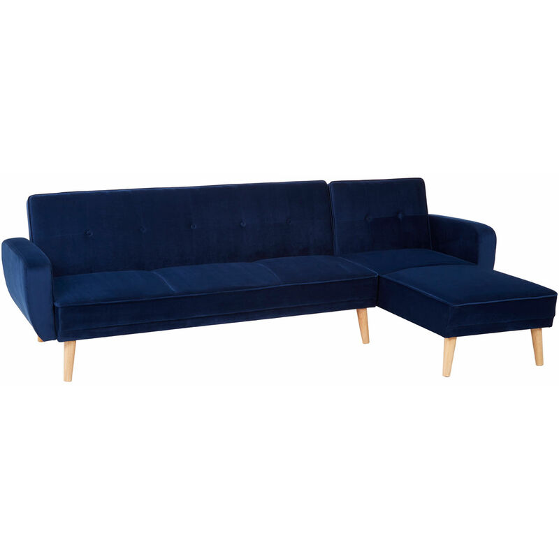 Premier Housewares 3 seater sofas Navy Blue Sofa Beds Velvet Sofa Upholstery Sofa Beds for Adults, Rubberwood Legs Sofa Bed Double , W269 x D151 x H84