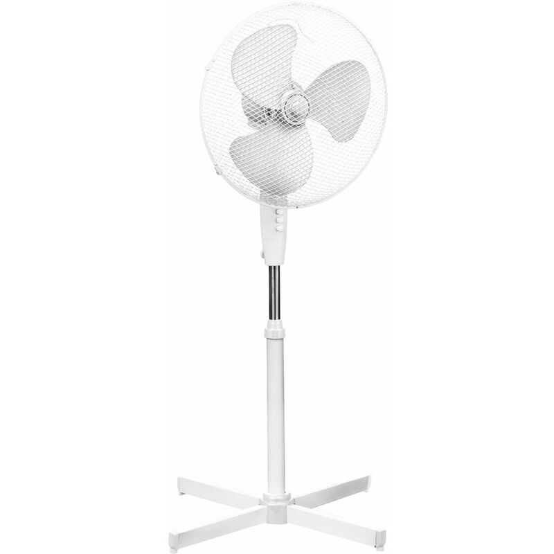 Premier Housewares - 3 Speeds Oscillation White Floor Standing Fan