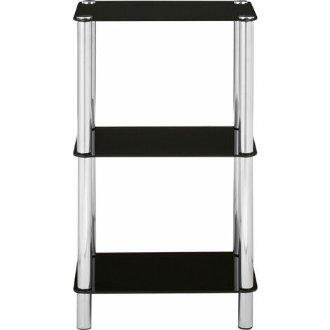 main image of "Premier Housewares 3 Tier Black Glass Shelf Unit"