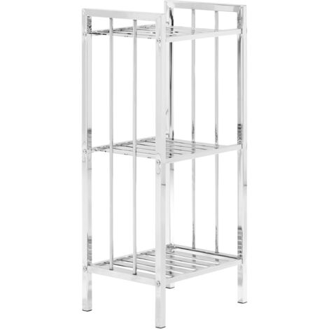 Premier Housewares 3 Tier Chrome Shelf Unit with Slatted Sides