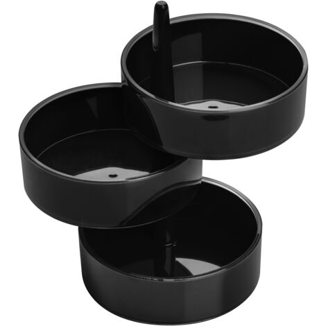 Premier Housewares 3pc Black Plastic Rotary Storage Tray Set