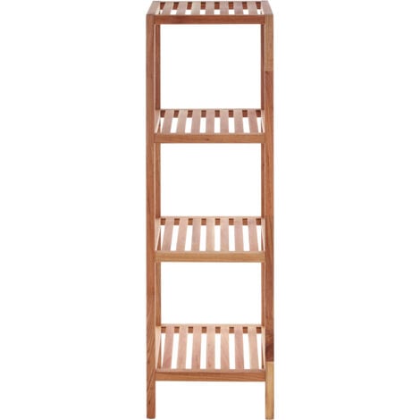 Premier Housewares 4 Tier Walnut Wood Bathroom Shelf Unit