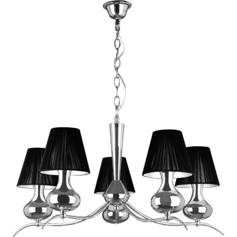 Premier Housewares 5 Arm Black Shades Pendant Light