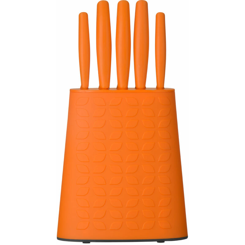 Оранжстил. Подставка для ножей оранжевая. Кухонный набор оранжевого цвета. Набор ножей с оранжевой ручкой. Нож кухонный оранжевый.