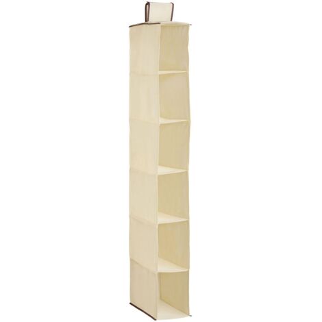 Premier Housewares 6 Section Cream Hanging Shoe Organiser
