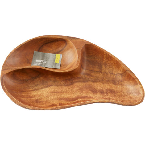Premier Housewares Acacia Wood Mango SHP 2 Serving Dish Strong Modern Dinner Tray  32 X 19 X 4